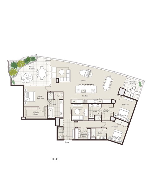 Floor plan for 3 beds, 3.5 baths, 2610 sqft